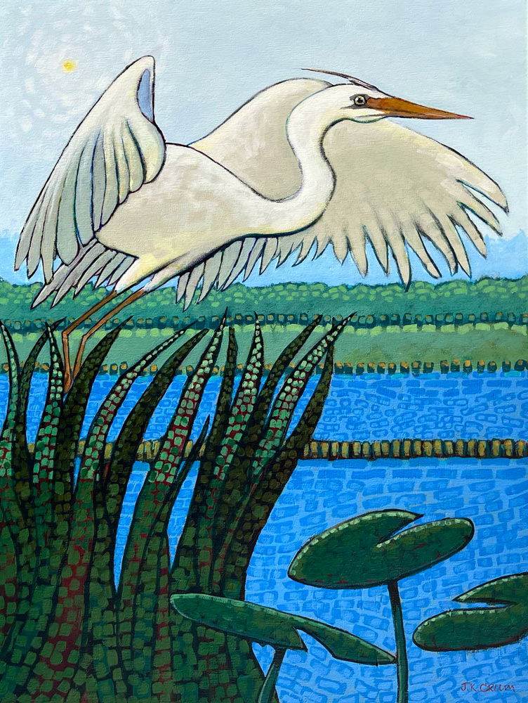 White heron painting - Free Bird