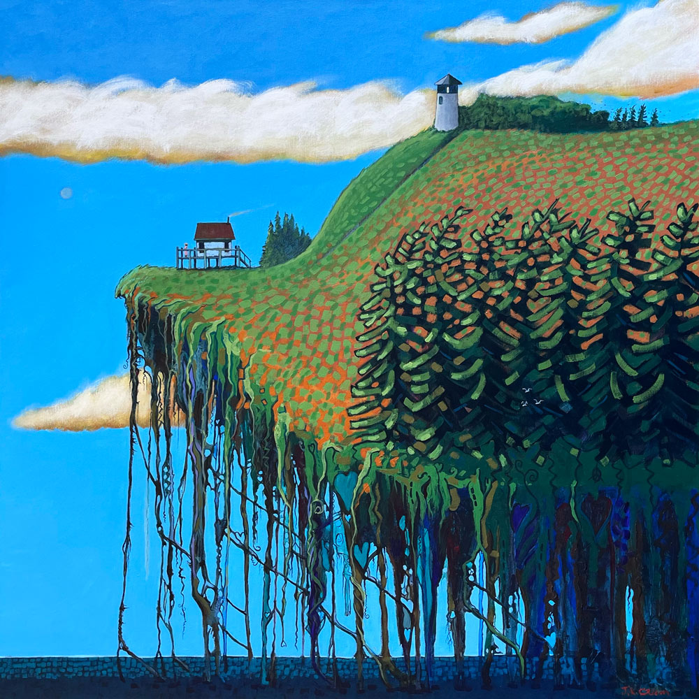 Surreal landscape with lighthouse