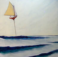Tall keel boat in calm waters