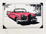 Pink Edsel - hand colored serigraph