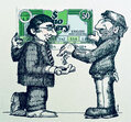 ink drawing with lottery ticket